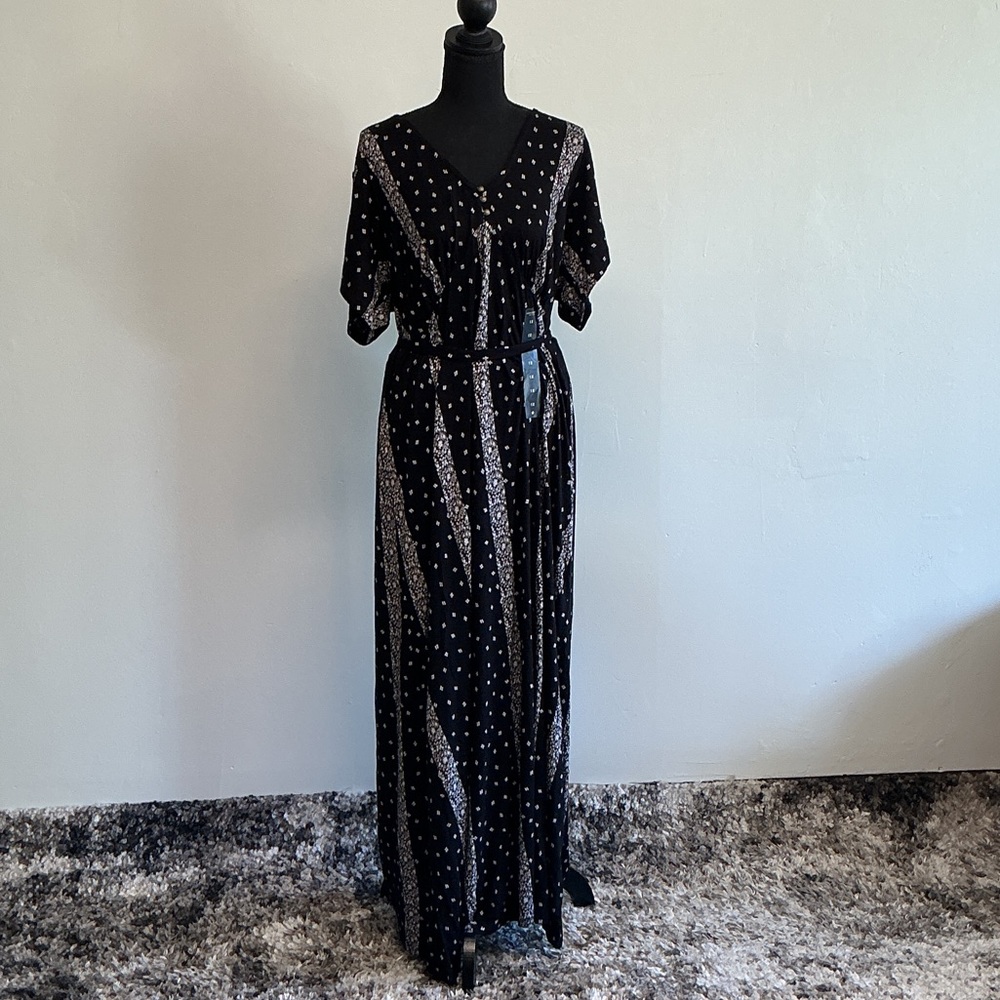 Lucky Brand Black and White Patterned Maxi Dress